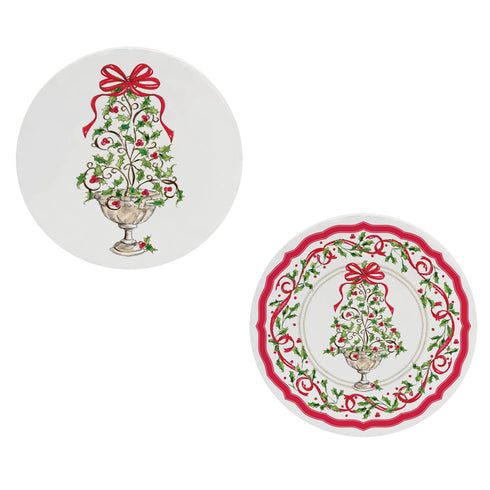Holly Topiary Tree Ceramic Coasters Set of 2