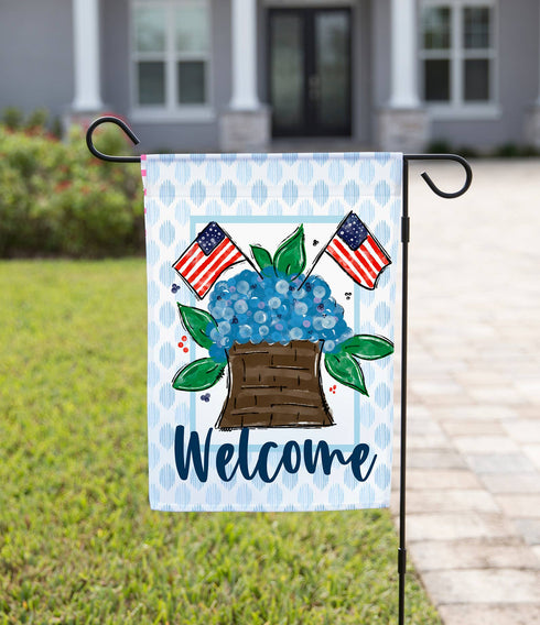 Hydrangea Bouquet July 4th Garden Flag