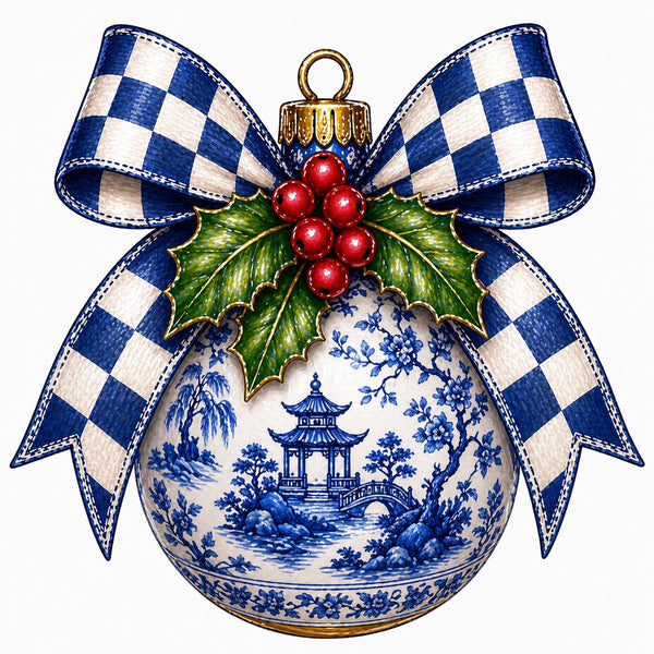 Blue Ornament With Bow-12 Inch