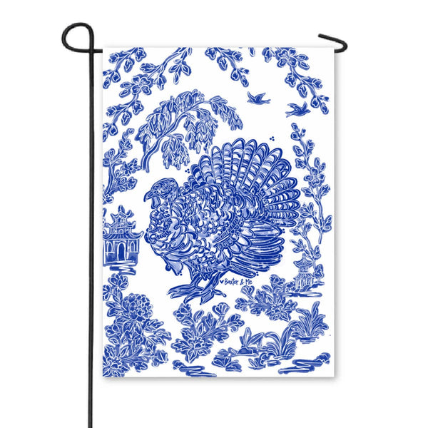Blue Willow Turkey Garden Flag