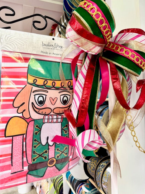 Flag bow- Pink Christmas