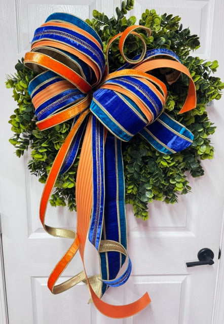 Bow- Blue orange stripe