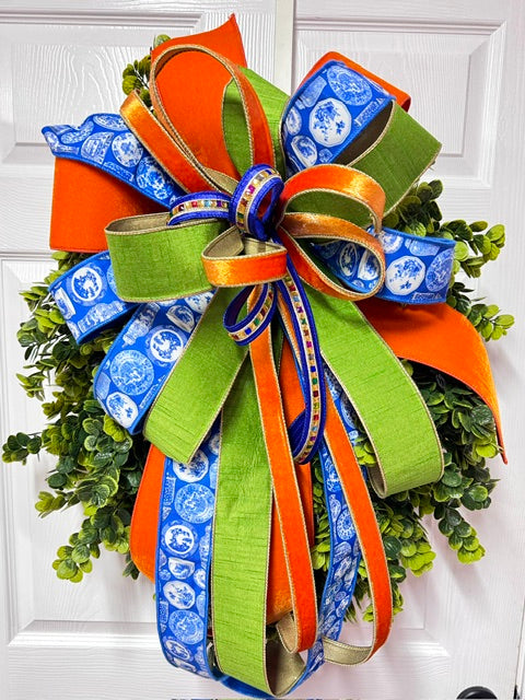 Bow- Orange blue Chinoiserie