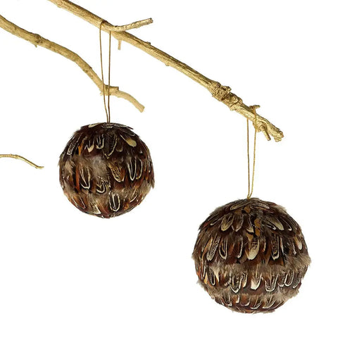 Natural Pheasant Feather Ornament - 4" Ball