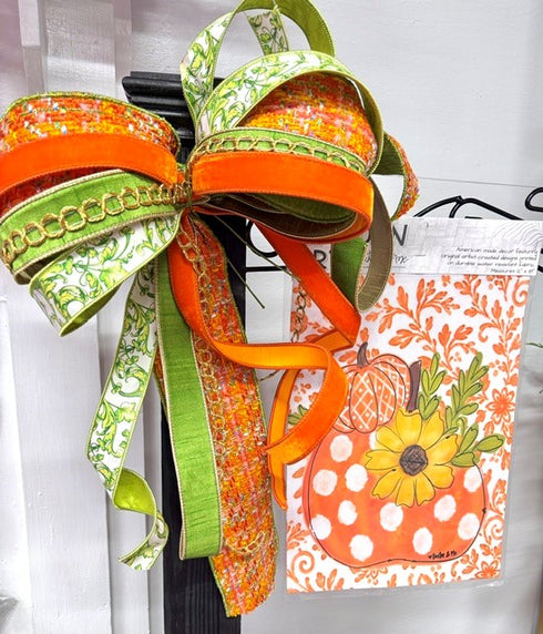 Flag bow- Orange/green