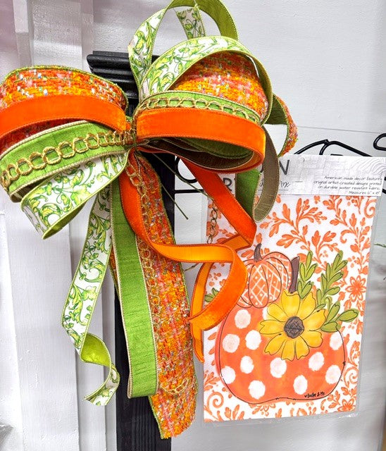 Flag bow- Orange/green