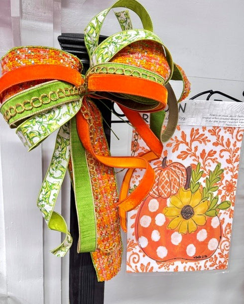 Flag bow- Orange/green