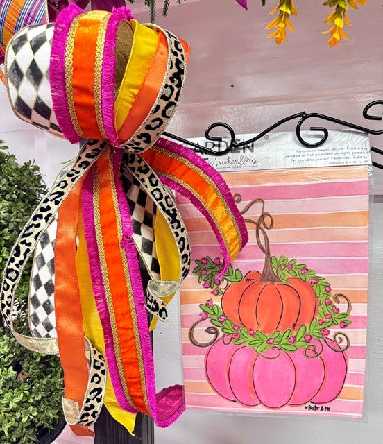 Flag bow- Pink/Orange Cheetah