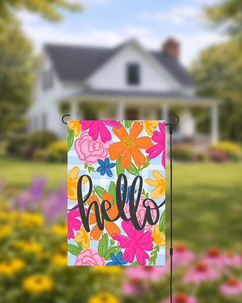 Spring Hello Floral Garden Flag