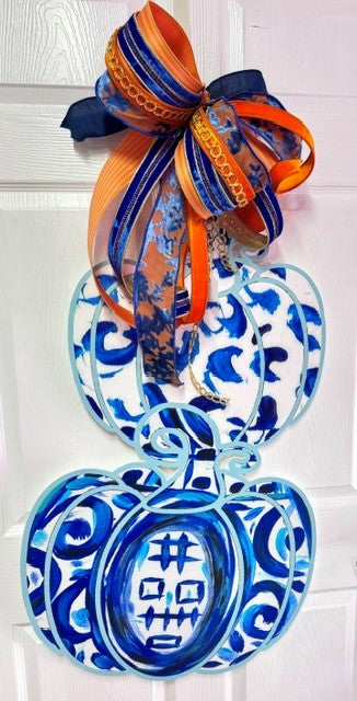 Chinois Blue/White Pumpkin Door Hanger