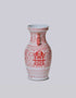 Double Happiness symbol red and white small lug vase from side