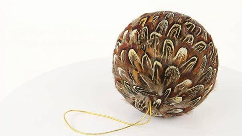 Natural Pheasant Feather Ornament - 4" Ball