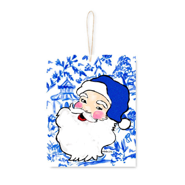 Blue Willow Santa Ornament