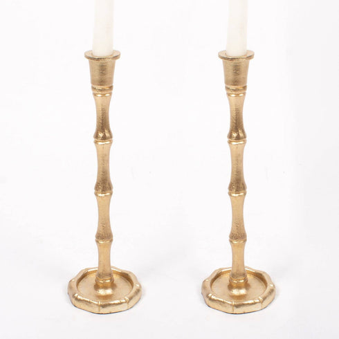 Gold Bamboo Candlesticks in large size