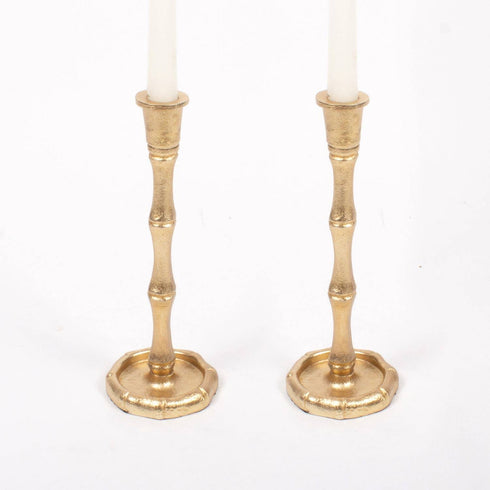 Gold Bamboo Candlestick in small size