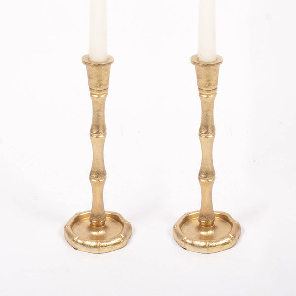 Gold Bamboo Candlestick in small size