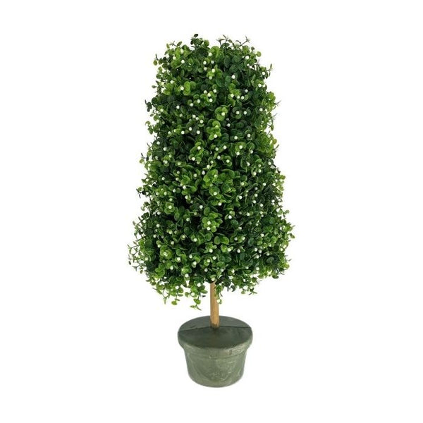 White Berry Boxwood Topiary